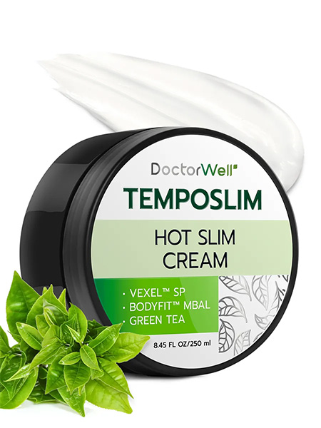 Крем для тела разогревающий "TempoSlim" антицеллюлитный крем, для похудения, термоэффект с кофеином для упругости кожи, горячее обертывание, лимфодренажный эффект DoctorWell, 250мл