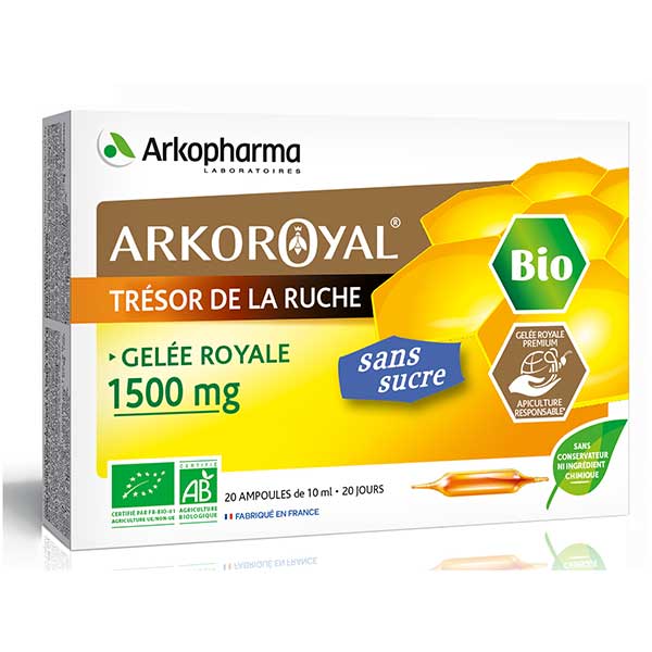 Маточное молочко, ARKOROYAL GELEE ROYALE 1500 mg, ARKOPHARMA, 20ампул по 10мл